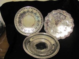 Antique Silverplate Collection,  3 Plates From 1900 ' S Fine Makers,  Very Ornate photo