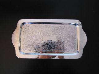 Fb Rogers Antique Silver Plate Stainless Floral Engraved Tray Wall Gorgeous Art photo