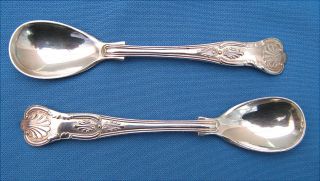 Fine Pr Of 19thc Silverplated Kings Patt.  Mustard Spoons. photo