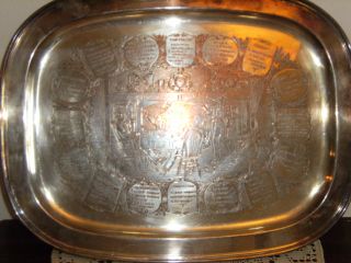 Cocktail Tray W/recipes Silverplate 17.  5 X 14 photo