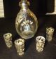Vintage Haig ' S Mexican Sterling Silver Overlay Pinched Decanter & 4 Shot Glasses Mexico photo 5
