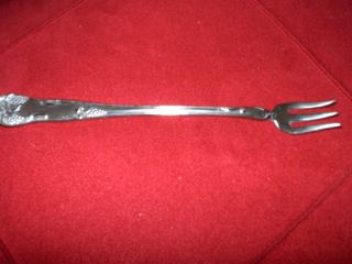 Vint.  Silverplate 3 Prong Cocktail/olive/pickel Fork Wallace Grape Pattern L photo