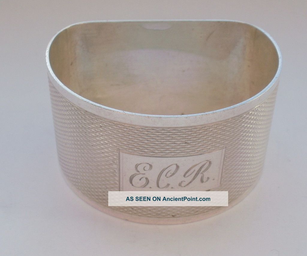 Silver Engine Turned D Shape Napkin Ring Napkin Rings & Clips photo