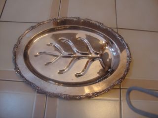 Silverplated Old English Reproduction Tree Meat Platter photo