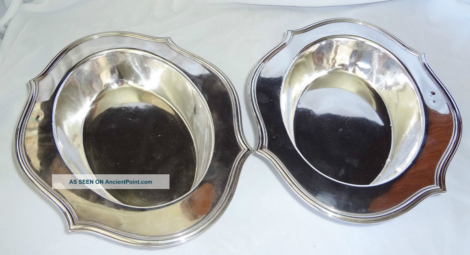 2x Sterling Silver 4oz.  Oval Dishes 909b By Shreve & Co.  San Francisco (batc) Dishes & Coasters photo