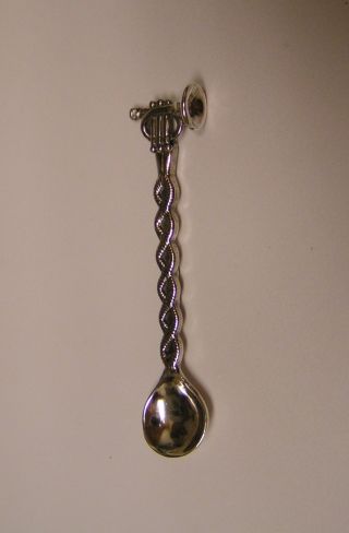 Salt Spoon (horn) Sterling Silver photo