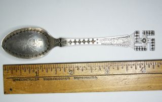 1900 ' S Warren Mansfield Co Sterling Silver Native American Themed Souvenir Spoon photo