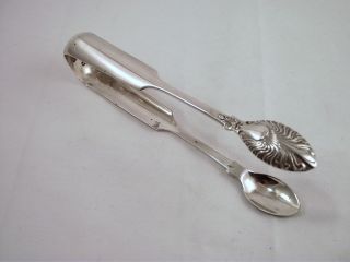 Large Sterling Silver Ice / Sugar Tongs - Glasgow 1850 photo
