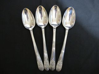 Wm Rogers Silver Mist Marigold 4 Large Serving Spoons 8 1/2 