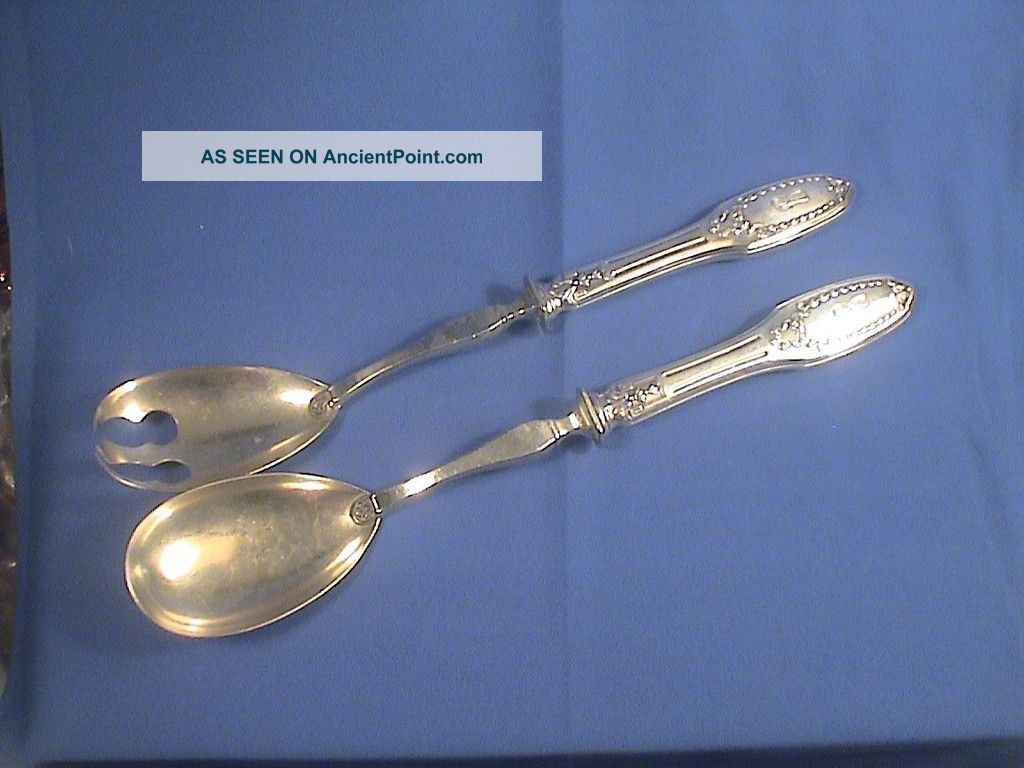Antique All Solid.  800 Silver Salad Set Spoon Fork Germany Germany photo