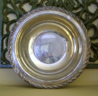 Silver Plated Rogers Spring Flower Large Bowl_1950_floral Rim Dish_vintage Plate photo