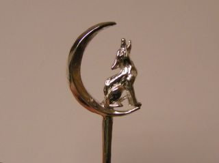 Salt Spoon (wolf On Moon) Solid Sterling Silver photo