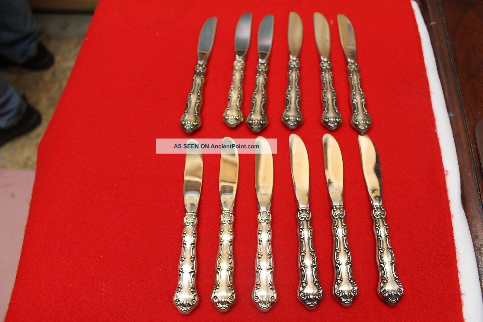 12 Gorham Strasbourg Sterling Hollow Handled Butter Spreaders Good Condition Gorham, Whiting photo
