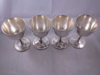 Vintage Goblets Cups Sterling Silver Set Of 4 Cordials Sherry Wh&co 1903? photo