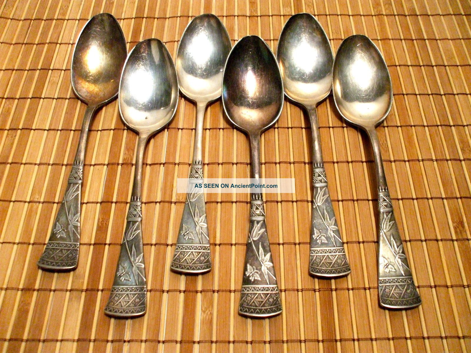 Holmes Booth & Haydens 1879 Japanese Aesthetic Silverplate Set Of 6 Soup Spoons Other photo