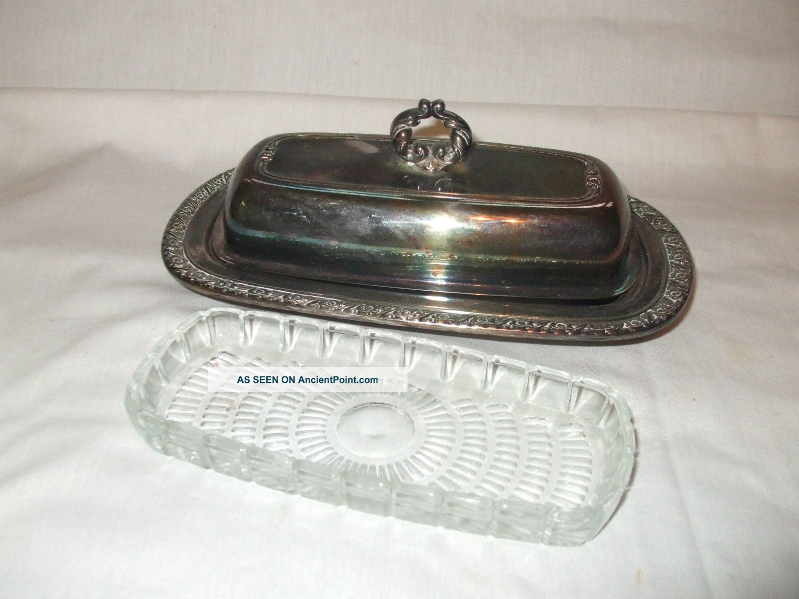 Vintage Oneida Ltd Silverplate Butter Dish With Glass Insert Butter Dishes photo