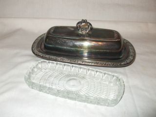Vintage Oneida Ltd Silverplate Butter Dish With Glass Insert photo