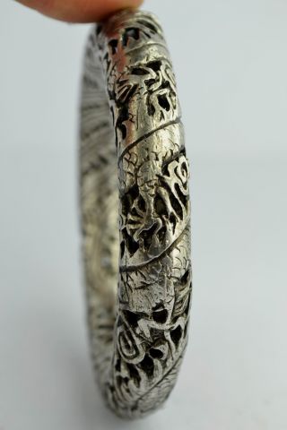 China Collectibles Old Handwork Tibet - Silver Dragon Wonderful Bracelet photo