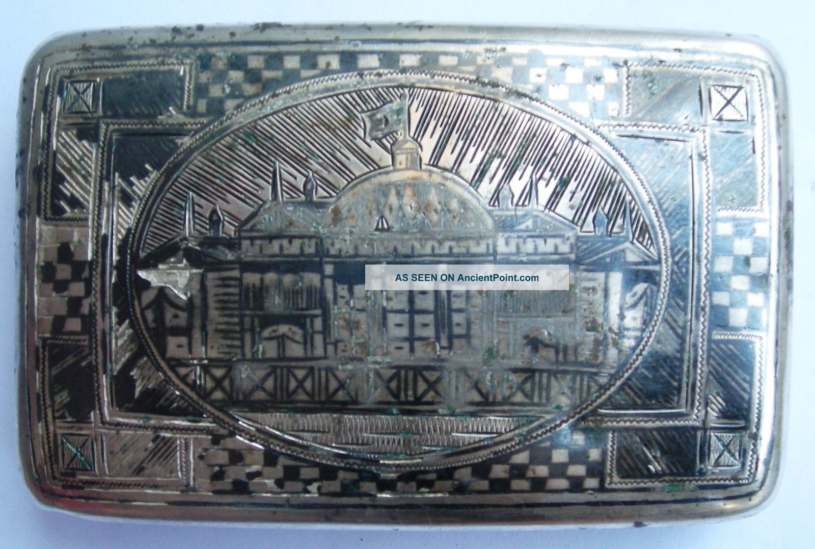 Silver Niello Ottoman Tobacco Case,  Islamic,  Hand Made Coin Silver (.900) photo