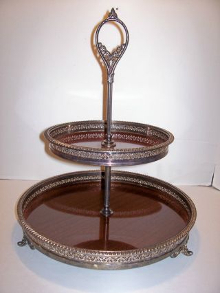 Vintage Crescent Silverware Mfg Co.  Two Tier Serving Tray photo
