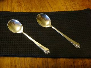 Sterling Silver Round Soup Spoons (set Of 2) Damask Rose Oneida photo