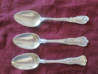 3 Vintage Silver Plate Gorham Kings Demitasse Baby Salt Condiment Spoons 1835 photo