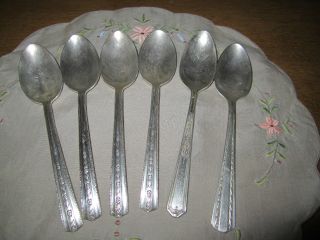 Vtg Wallace Brothers Plate Aa 1938 Roseanne Teaspoon Set Of 4 + 2 - 74 Years Old photo