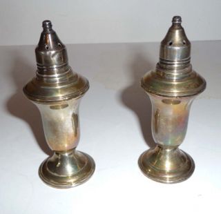 Vintage Reed Barton Sterling Silver Glass Linned Salt & Pepper Shakers photo