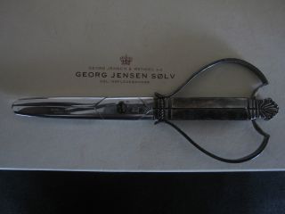 Rare Georg Jensen Acanthus Pattern Sterling Silver And Stainless Steel Scissors photo