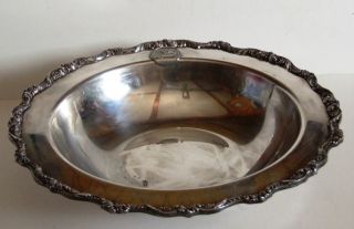 Antique Silverplate Copper Old English Poole Serving Bowl Dish Footed photo