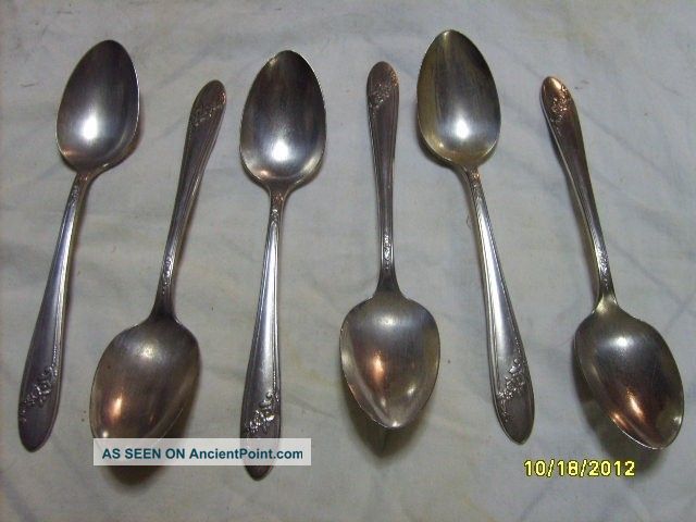 Vtg Queen Bess 6 Teaspoons Tudor Plate Oneida Community Silverware 1946 Nr Oneida/Wm. A. Rogers photo