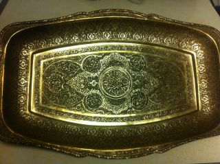 Hand Crafted 19th Century Persian Sterling Silver Serving Tray photo