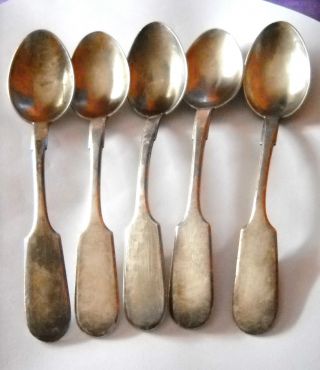 Set Of 5 Vintage Silver Tea/coffee Spoons photo