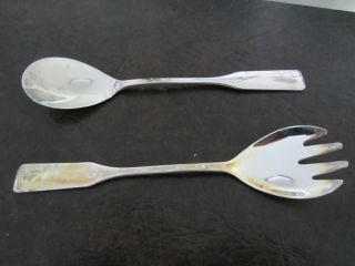 Silver Serving Spoon And Fork I Believe Silver Or Silver Plate 9 - 1/2 Long photo