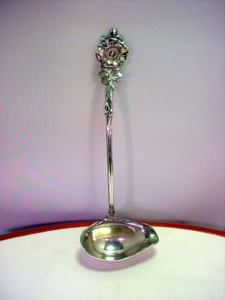 Excellent Reed & Barton Harlequin Sauce Ladle Sterling Silver Wild Rose photo