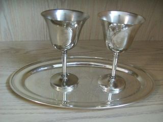 Silver Plate Goblets With Tray Bristol By Poole photo