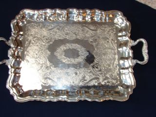 Elegant Silver Plate Heated Footed Serving / Butler Tray By Sheridan photo