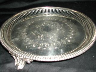 English Silverplated Footed Salver Tray photo