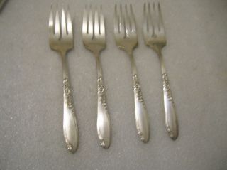 Wm.  A.  Rogers Country Lane Pattern 4 Salad Or Dessert Forks 1954 photo