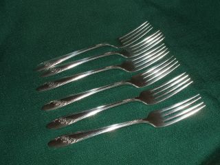 Vintage Six Queen Bess Dinner Forks By Oneida Community Tudor Plate photo