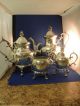Vintage English Silver Over Copper Coffee Teapot Creamer Sugar Set Complete Tea/Coffee Pots & Sets photo 2