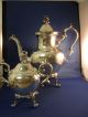 Vintage English Silver Over Copper Coffee Teapot Creamer Sugar Set Complete Tea/Coffee Pots & Sets photo 3