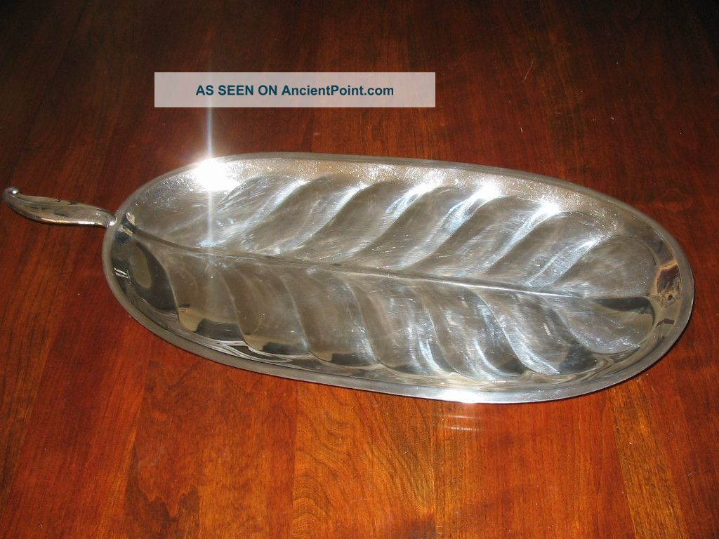 Vintage Silverplate Leaf Shaped Tray Platters & Trays photo