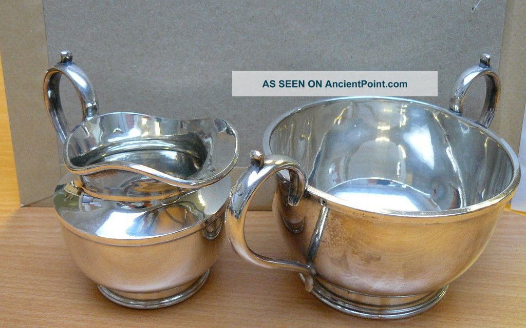 Top Quality Heavy Antique Silver Plate Milk Jug & Sugar Bowl Sugar Bowls/ Tongs photo