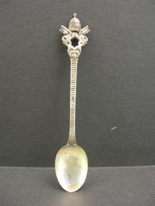 Vatican Antique Silver Spoon 809 St.  Peter Dome Keys Cross On Handle photo