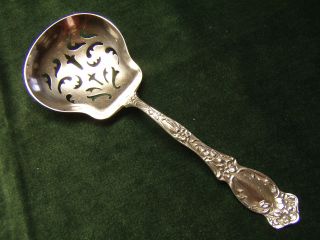 Antique Silver Pierced Ice Spoon Violet Rogers 1905 Ornate Florals photo