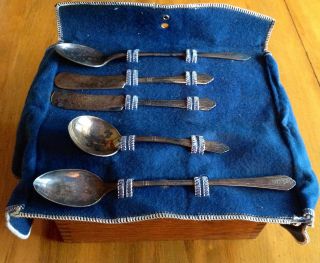 Vintage Rcco Crusader Plate Lot 5 - Iced T Spoons,  Spreader Knives,  Serving Spoon photo