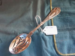 Antique German 800 Silver Ornate Slotted Serving Spoon 85 Grams photo