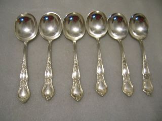 R.  C.  Co.  Rose Pattern 6 Gumbo Soup Spoons 1903 photo