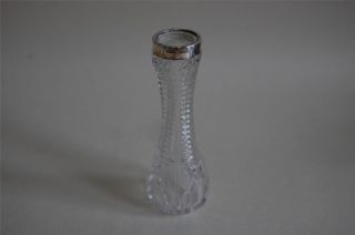 Antique Glass Bud Vase With Solid Hallmarked Silver Rim Birmingham C1906 - 07 photo